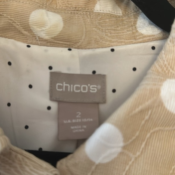 Chico’s Womens 3/4 Sleeve Polka Dot Jacket Sz 2 Large Preppy Coastal Resortwear - Picture 6 of 14